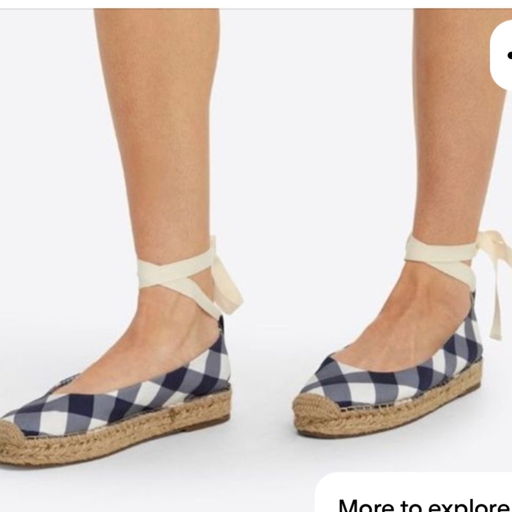 Draper james navy gingham espadrille flats new in box 7.5m